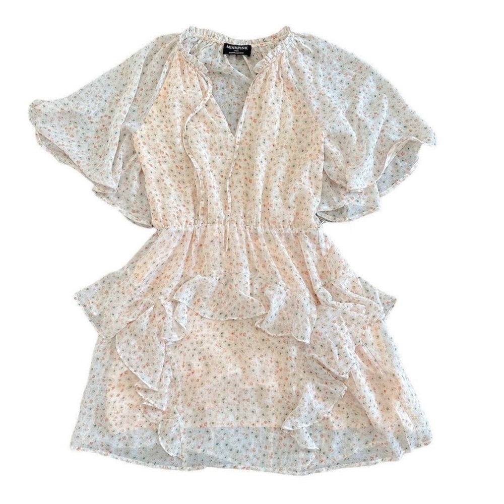 MINKPINK Cream Wrap Tie Front Dress